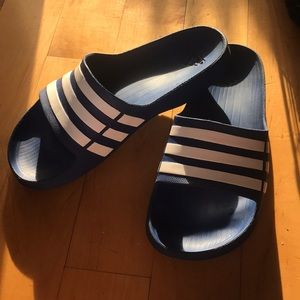 Blue Adidas slide